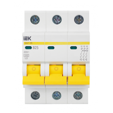 Автоматический выключатель IEK ВА47-29 3P B 25А 4,5кА (MVA20-3-025-B)
