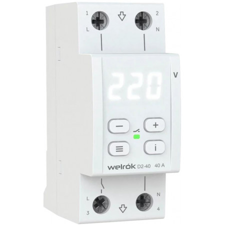 Реле контроля напряжения Welrok однофазный D2-40 white